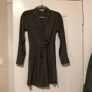 Dark green button up dress
